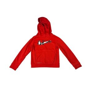Nike Therma-FIT Kids Red Hoodie Athletic Pullover Long Sleeve Size 7 Boys